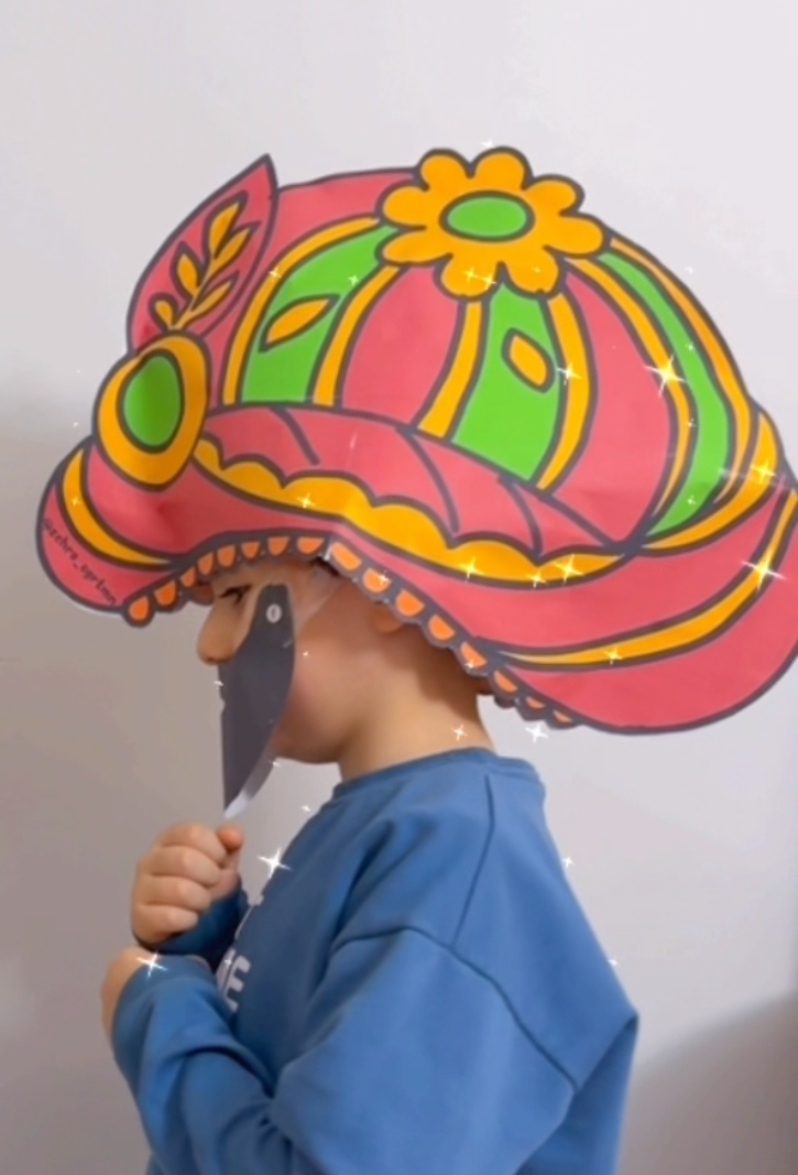 Karagöz Şapkası 2 Ön Arka 8 A4 Renkli