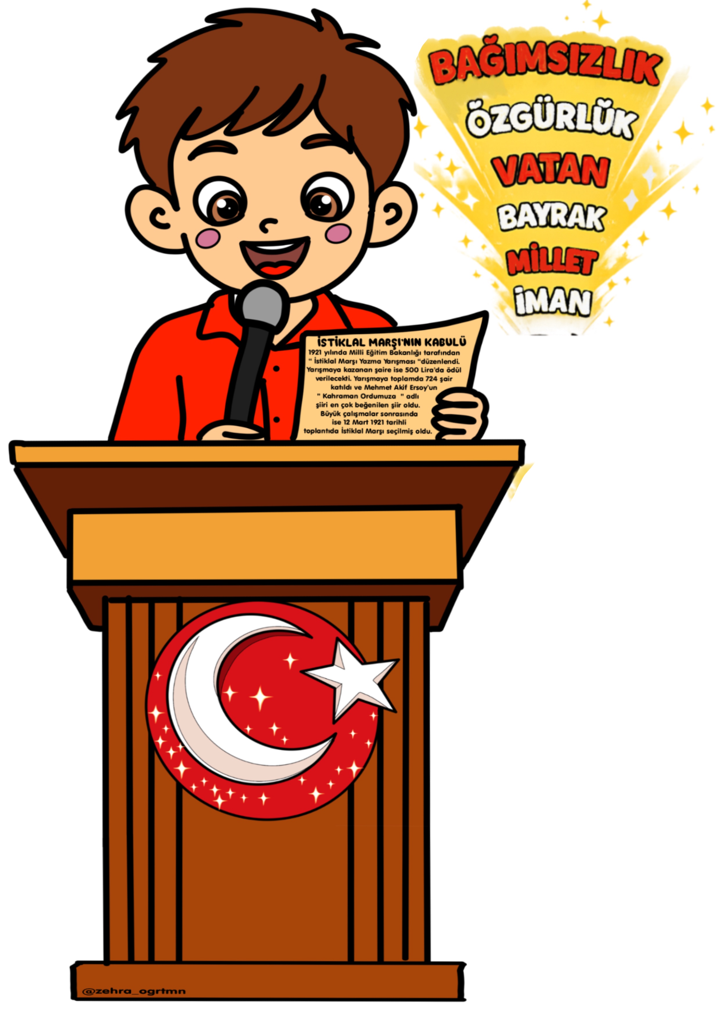 A4 Kürsüde Şiir Okuyan Çocuk - Ücretsiz İndir